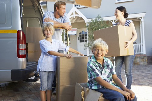 Packed boxes and household items prepared for transport