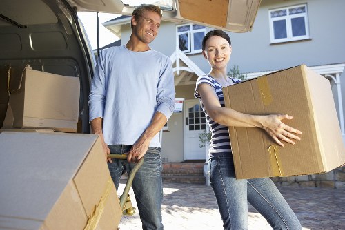Packed boxes and furniture ready for house removals